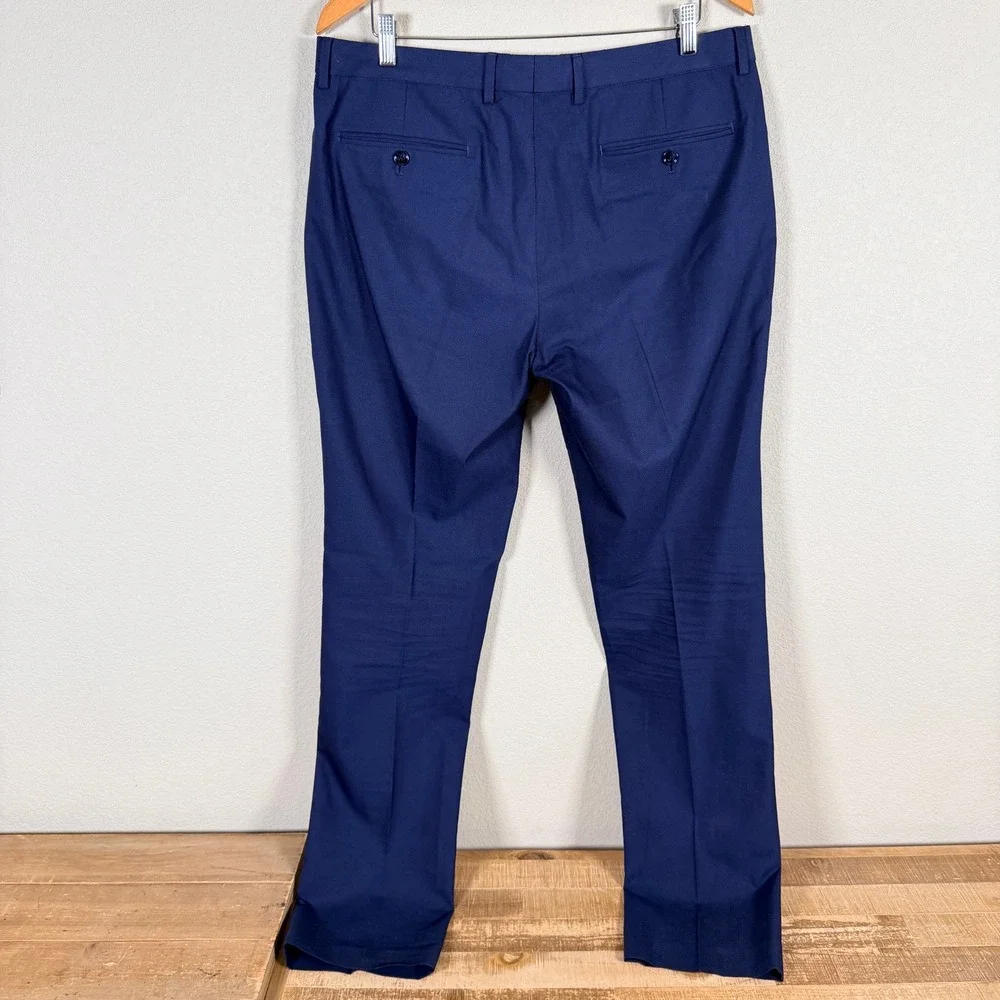 Express Extra Slim Suit Mens 44R Actual Pants 36Wx34L Blue Stretch Flat Front